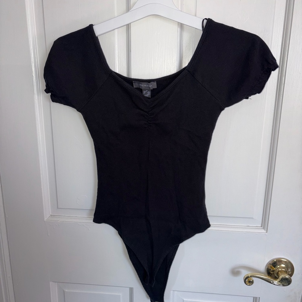 Primark Black Ribbed Short Sleeve Bodysuit